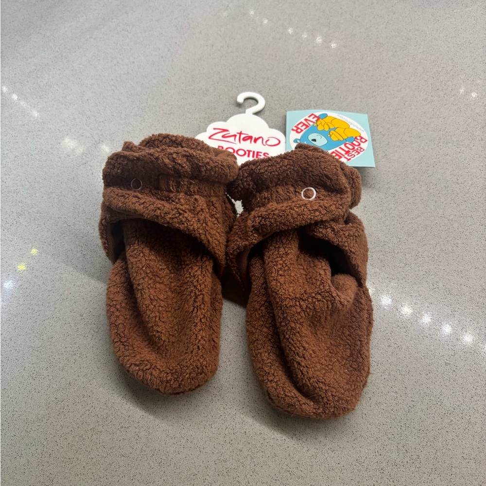 Zutano Brown Fleece Baby Booties